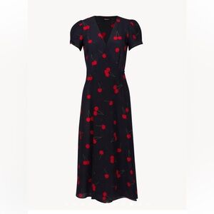 Realisation Par The Teale Dress in Wild Cherry. 100% Silk XL GUC